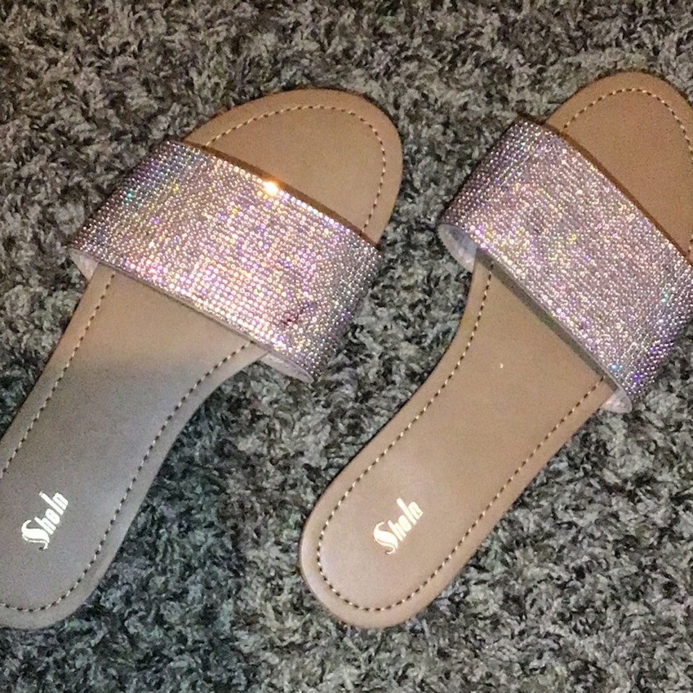 Rhinestone flat sandals